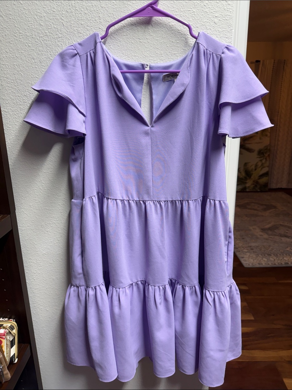BCBG Generation Lavender Tiered Ruffle Dress